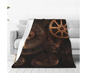 Gears Clock Bronze Century Throw Blanket for Couch Lightweight Soft Flannel Blankets Luxury Warm Fleece Bed Blanket for All Seasons Plush Throw Gift for Women Men 50"x40"