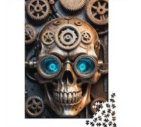 Gears Cogs Goggles Skull Adult 1000-Piece Jigsaw Puzzle, 38x26cm/1000pcs, White Cardboard with Reduced Dust; A Thoughtful Gift for A New Home