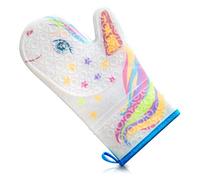 Gears Out Glitter Magic Unicorn Silicone Oven Mitt - Heat Resistant Kitchen Glove, Soft Silicone, Quilted Fabric Lining