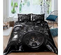 Gears Theme Duvet Cover Retro Steampunk Style Printed Bedding Set Mechanical Gearwheel Machine Pattern Comforter Cover for Boys Teens Room Decor King Size