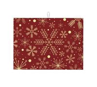 Gearsly Dish Drying Mats for Kitchen Counter,Christmas Snowflakes Absorbent Dish Draining Mat 18 x 24 inch,Microfibre Anti-Slip Quick Dry Sink Drainer Mat for Countertop