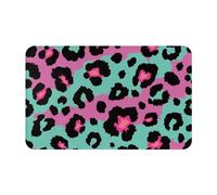 Gearsly Door Mat 50 X 80 cm,Blue pink leopard print Front Door Mats Indoor Washable,Kitchen Dirt Trapper Doormat Non-slip,Absorbent Inside Entrance Rug Floor Mat for Entryway Pets Dogs