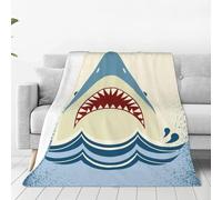 Gearsly Fleece Blanket Throw Fluffy - Cartoon Shark Jaws Versatile Soft Warm Blankets Throws for Bed Double Size,Cozy Flannel Twin Blanket for Sofa Couch Gift 76x100cm