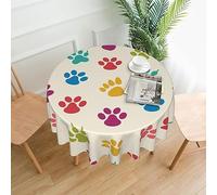 Gearsly Round Tablecloths For Circular Table 150cm,Cats Dogs Paws Print Pet Wrinkle Water Stain Resistant Polyester Table Cloth, Home Dinning Kitchen Party Picnic Table Cover 60"