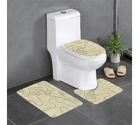 Gearsly Topography Map Lines Contour Bathroom Mats Sets 3 Piece,Super Soft Bath Mat And U Shaped Toilet Mat Set Non Slip Bathroom Rugs Water Absorbent Floor Mat Washable Home Decor