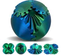 Gearsphere Age 3+,3D Printed Gear Sphere,The Steampunk Whirling Wonder Fidget Gear Ball,Gearsphere Cube Fidget Toy for Office and Home,Stress Relief Cool Stuff Toys Gift for Kids Adult (Blue Green)