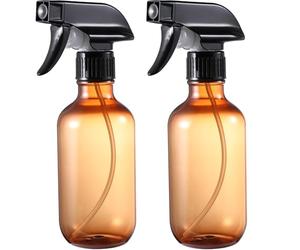 GearTrust Plastic Small Spray Bottle, Mister Squirt Bottle 2 Pack, 10.1 oz Amber Refillable Empty Water Spray Bottles with Adjustable Mist/Stream for Hair, Plant, Pet, Cleaning, Cooking