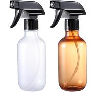GearTrust Water Spray Bottle for Hair, Small Squirt Bottle Amber & Frosted Clear, 10.1 oz Refillable Empty Mister Spray Bottles with Adjustable Mist/Stream for Hair, Plant, Pet, Cleaning, Cooking
