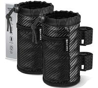 GEARV 2Pack Cup Holder for Bike, Scooter and Wheelchair, Water Bottle Holder for UTV/ATV, Walker, Golf Cart and Beach, Universal Drink Holder Accessories with Net Pocket and Cord Lock (Carbon Fiber)