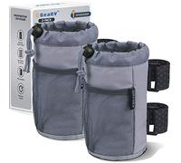 GEARV 2Pack Cup Holder for Bike, Scooter, Golf Cart and Wheelchair; Universal Cup Holders for UTV/ATV, Car, Boat; Drink Holder Accessories with Net Pocket and Cord Lock (Gray)