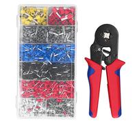 Gearwell Crimping Pliers, Self Adjusting Wire Crimper Ferrule Crimper with 1200pcs Bootlace Ferrules 0.25-10mm2 for Electrical Wiring