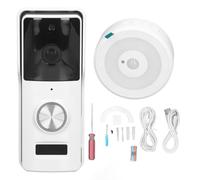 Gearwell Visual Doorbell, 1080P WiFi Wireless Camera Doorbell with 2 Way Voice and 4800mAh Battery 12V 24V, Smart Video Doorbell, 2MP 140° Wide Angle Intercom System