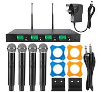 Gearwell wire less Microphone, 4 Channel wire less Microphone System with Cordless Handheld for Party Wedding Church Conference Speech