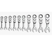 Gearwrench 10Pc Stubby Flexible Ratch Wrench Set Metric 10-19mm