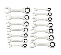 GEARWRENCH 14 Piece 90-Tooth 12 Point Stubby Combination Ratcheting Wrench Set, SAE & Metric | 3/8" to 3/4" & 10mm to 18mm| 86859