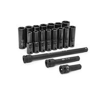 GEARWRENCH 18 Piece 1/2" Drive Deep Metric Impact Socket Set - 89096
