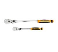 GearWrench 2 Pc. 1/4" & 3/8" Drive 90 Tooth Dual Material Locking Flex Head Teardrop Ratchet Set - 81275T