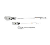 GearWrench 3 Pc. 1/4", 3/8" & 1/2" Drive 90 Tooth Locking Flex Head Teardrop Ratchet Set - 81276T