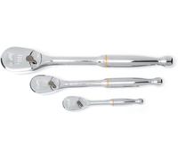 GearWrench 3 Piece 1/4", 3/8" & 1/2" Drive Full Polish Ratchet Set, 90 Tooth - 81206T, Multi