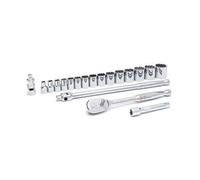 GearWrench 80792 1/2 Inch Drive 12 Point Standard SAE Mechanics Tool Set 19 Pieces