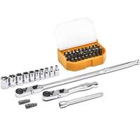 GearWrench 81032 1/4" Drive 6 Pt. Standard Slim Head Mechanics Tool Set, Metric, 45 Pc.