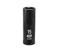 GearWrench 84338N 3/8" Drive 6 Point Deep Impact Metric Socket 15mm, Black