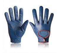 GEARX Aniline Cowhide Leather Gloves car driving chauffeur Vintage Retro Style Unlined, Blue, L