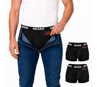 GEARZ - 2 Packs Men's Hidden Pocket Boxer Briefs with Fly blacks size S - Pickpocket Proof Travel Underwear Pockets - Anti Theft Wallet