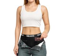 GEARZ - Women's Hidden Pocket Boxer Briefs (UK, Alpha, S, Regular, Regular, 1, Black)