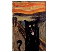 Geataych Vkyzqoj Abstract Canvas Wall Art Famous Art The Scream Funny Black Cat Poster Retro Oil Prints Aesthetics Wall Decor Pictures for Bedroom Living Room Dorm Unframed 12 * 18 inch