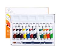 Geavonyg 12 Color Gouache Paint Set With Brush Professional Gouache Pigment Set Water-Based For Canvas And Paper Creative Project