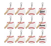 Geavonyg 36 Pieces Baseball Keychain Wood Bat Keychains Stickers For Party Theme Supply Keyring Kit Softball Keychains For Girls Backpack