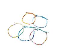 Geavonyg 5Pcs Colored Crystal Beaded Bracelets Star Heart Four Leaf Clovers Shape Charm Handchain Sweet Jewelry Crystal