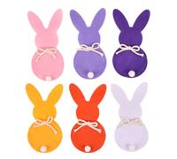 Geavonyg 6pcs Delicate Cloth Cutlery Bags Easters Rabbits Utensil Bags Rabbits Shape Dinnerware Pocket For Spring Table Decors Spring Table Decors