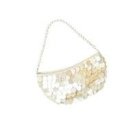 Geavonyg ABS PVC Shell Design Half Moons Bag with Phone Pocket | Fashionable Round Shell Texture Shoulder Bag for Work School and Social Event, Casual Evening Purse