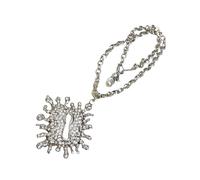 Geavonyg Bold 7.2cm Dramatic Keyhole Dangle Necklace and Coordinating Brooch in Glass Finish Party Jewelry for Formal Outfits Dinner Date Night Jewelry