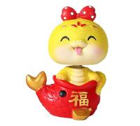 Geavonyg Chinese Twelve Zodiacs Snake Statue Resins Bobblehead Ornament Animals Sculpture Figurine Zodiacs Figurine
