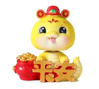 Geavonyg Chinese Twelve Zodiacs Snake Statue Resins Bobblehead Ornament Animals Sculpture Figurine Zodiacs Figurine