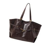 Geavonyg Fashionable Retro Shoulder Bag Roomy Interior Work Commute PU Leather Handbag Water Resistant Women Accessory Practical Pu Leather Work Bag