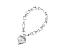 Geavonyg Heart Shape Pocket Watch Necklace Lightweight Pendant Neckwear Unisex Accessory for Daily Outfit Styling Retro Heart Shaped Lobster Clasp Necklace