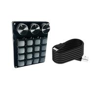 Geavonyg High Performances 16Key Macro Keypad With 3 Tuning Knobs For Dynamic Command Execution In Gaming And Office Tasks Customs Knob KeyPad