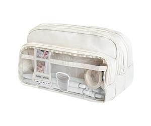 Geavonyg High Visibility Clear Pen Case Roomy Interior Canvas Construction Easy Access Storage for Writers Artists Commuters Unisex Functional Pencil Bag