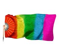 Geavonyg Lightweight Faux Silk Belly Dance Fan Veils Flexible Long Dancing For Performances &Trainings Must Have For Studios Fan
