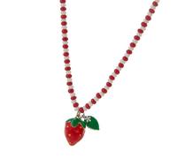 Geavonyg Lovely Colorful Fruit Bead Necklace Featuring Fruit Pendants Dopamine Theme for Women Girls Lightweight Jewelry
