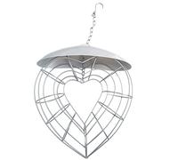 Geavonyg Lovely Hanging Food Container For Bird Lovebirds Budgies Large Heart Shaped Basket Dispenser Garden Decors Bird Suet Feeder With Roof A