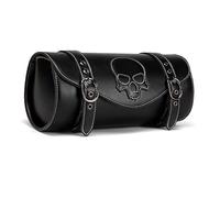 Geavonyg Motorcycle PU Storage Bag Front Front Fork Handlebar Vintage Tool Saddlebag Skull Pattern Motorbike Tool Commuters Motorcycle Accessory