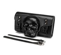 Geavonyg Motorcycle PU Storage Bag Front Front Fork Handlebar Vintage Tool Saddlebag Skull Pattern Motorbike Tool Commuters Motorcycle Accessory