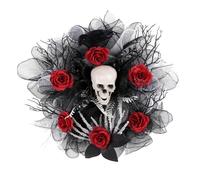 Geavonyg Mystical Halloween Rose And Skeleton Headpiece Soft Festival Headwears With Skull For Theme Event Fashion Item