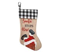 Geavonyg Printing Santa Chimney Christmas Stockings Large Print Stocking For Family Country Holiday Christmas Stocking