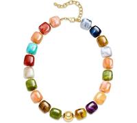 Geavonyg Rainbow Resin Bead Necklace Sturdy and Comfortable Unisex Accessory for Any Occasion Statement Fashion Jewelry